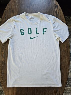 Nike Dri-FIT GOLF White Tee with Green Logo Size Youth Medium